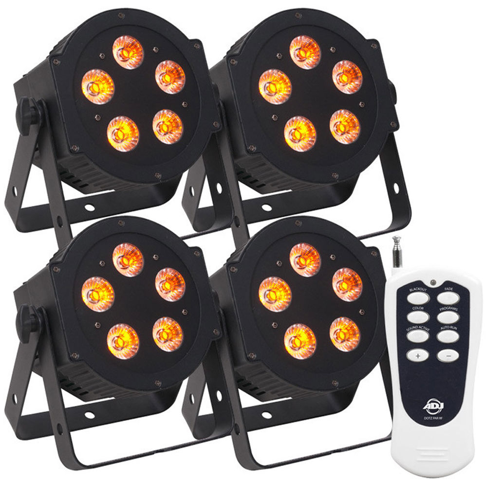 d1ce6c258b675e13d6db7c47a2480b2e.jpg American DJ HEX Pak with 4 x 5PX HEX LED Par Fixtures and ADJ RFC Wireless Remote (Black) - Imagen 1