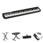 Casio Privia PX-S5000 Kit de piano digital portátil de 88 teclas con soporte X, banco X, pedal y estuche de transporte (negro)
