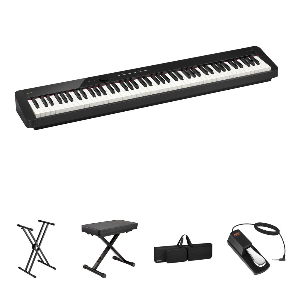 d30fd2e7a254ae7a9ba1e722485f287a.jpg Casio Privia PX-S5000 Kit de piano digital portátil de 88 teclas con soporte X, banco X, pedal y estuche de transporte (negro) - Imagen 1