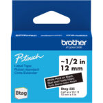 Cinta de etiquetas Brother Btag para P-Touch PT-N10, PT-N20 y PT-N25BT (blanco sobre negro, 0,5" x 13,1')