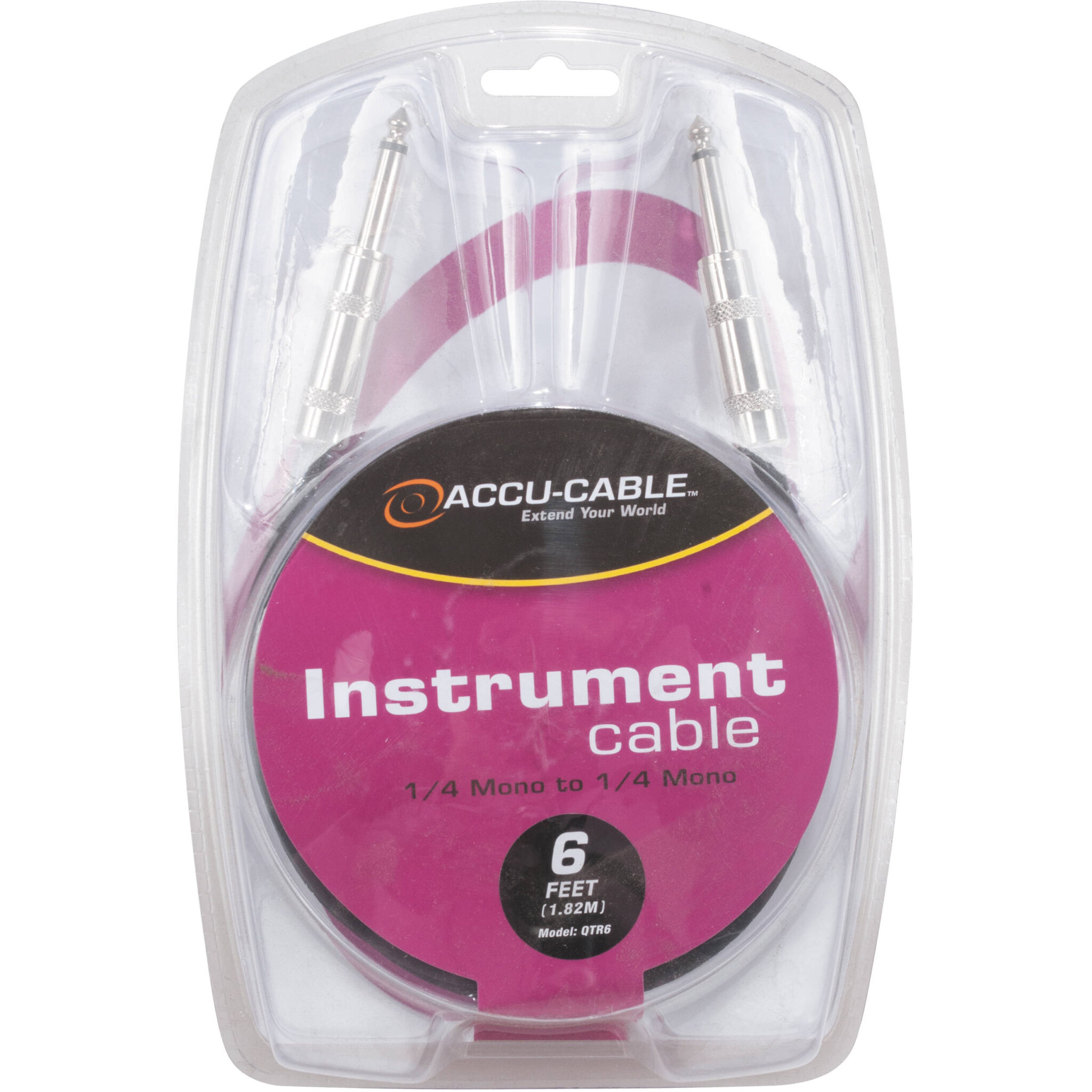 d3fa12577d0ac0ba3d0cea8455113f69.jpg American DJ QTR6 Cable de instrumento mono macho de 1/4" TS Phone a 1/4" TS Phone macho (6') - Imagen 1