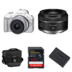 Canon EOS R50 Mirrorless Camera with 18-45mm & 50mm f/1.8 Lenses and Essentials+ Kit (White)