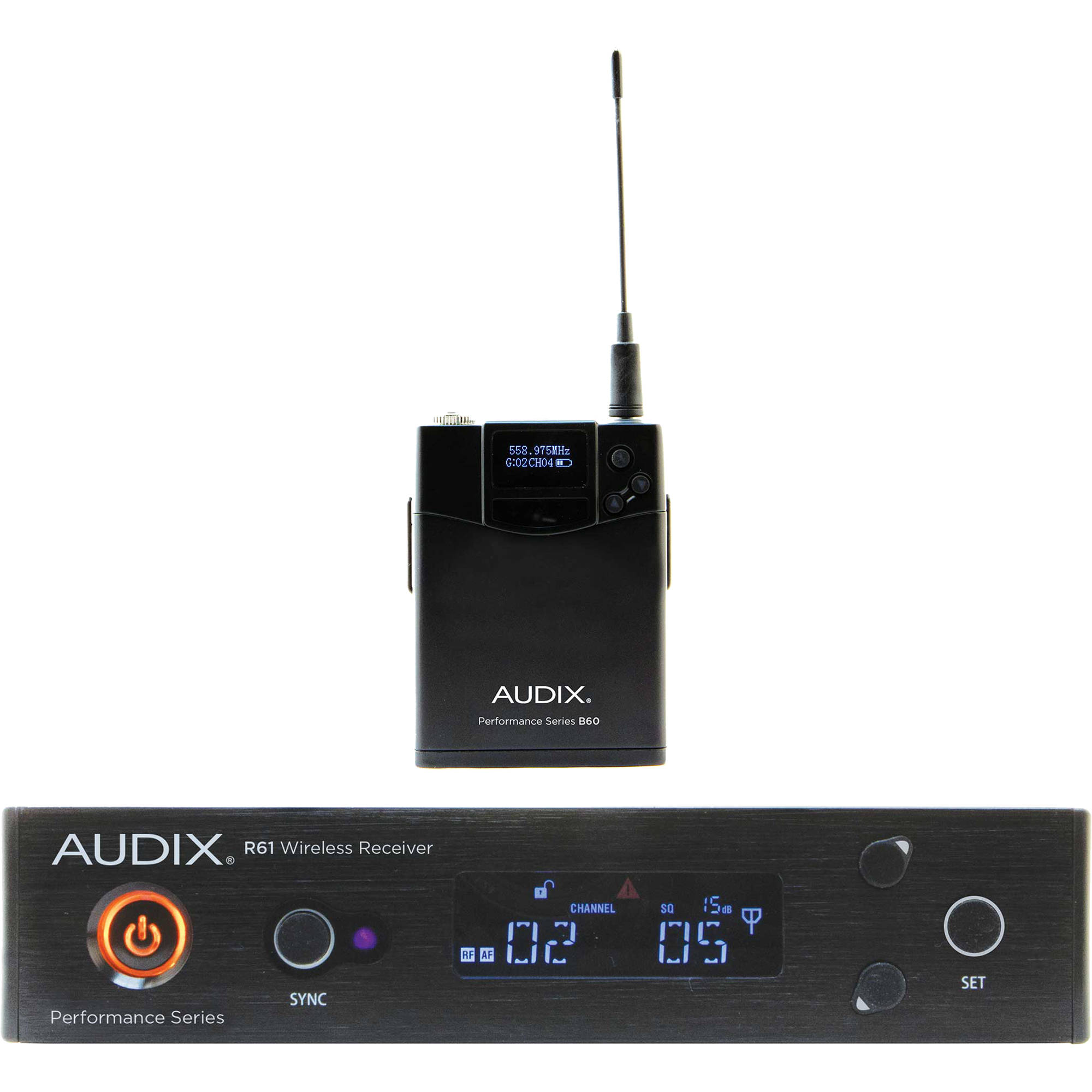 d69909a8930687c566e2c3ccac5c3d89.jpg Audix AP61 BP R61 Receptor True Diversity monocanal con transmisor Bodypack B60 (522 a 586 MHz) - Imagen 1