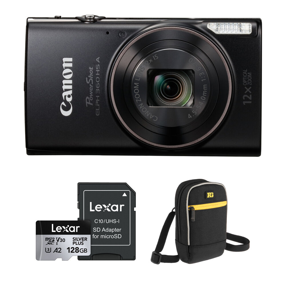 d6afbf981b6304fbf0b70d0bda750aa0.jpg Canon PowerShot ELPH 360 HS A Camera with Basic Bundle (Black) - Imagen 1