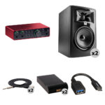 Kit de interfaz de audio Focusrite Scarlett 2i2 USB-C (4.ª generación) con altavoces JBL 305P MkII
