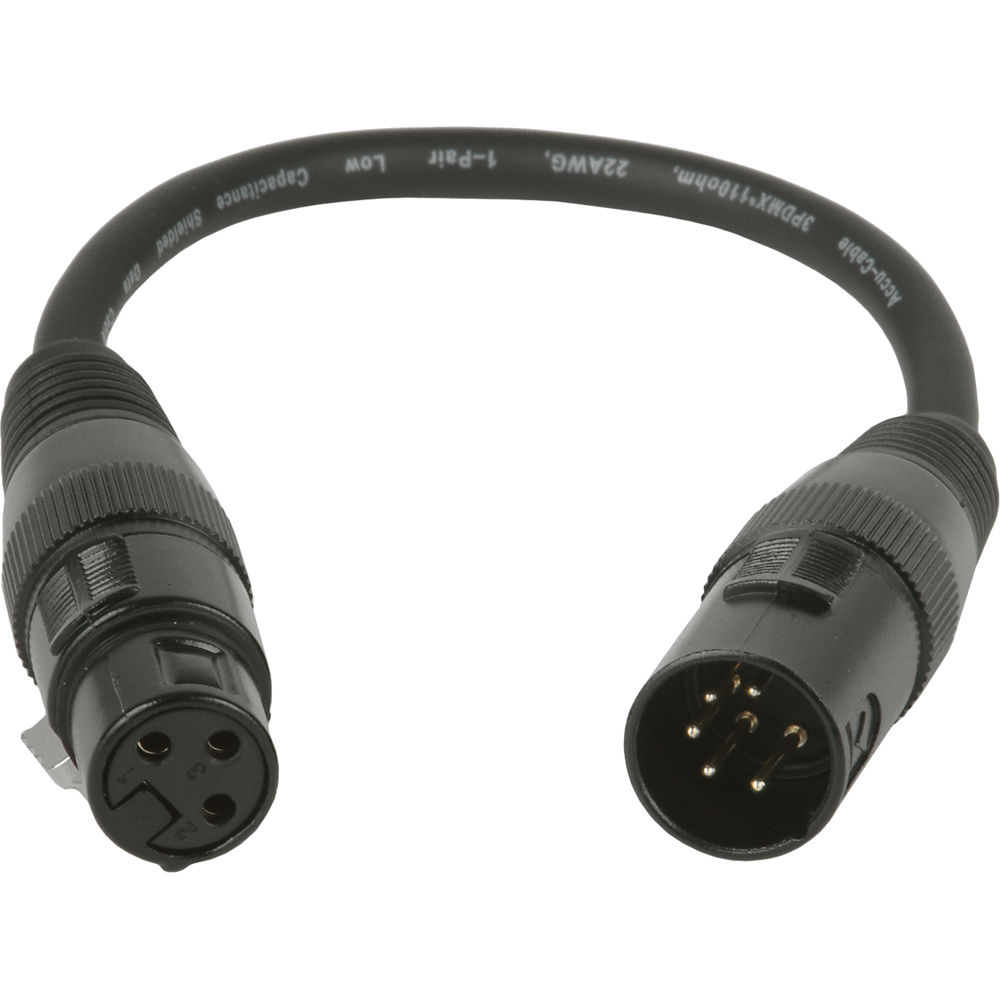 dd51a003e43475db5917eb3a85acdb40.jpg American DJ AC5PM5PFM Accu-Cable 5-Pin Male to 3-Pin XLR DMX Turnaround Cable - Imagen 1