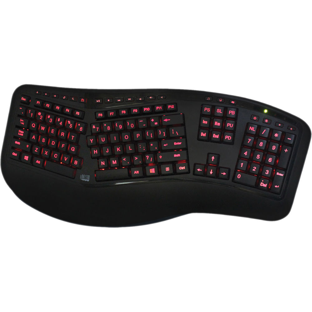 ddd61faf1d859f88a48b1b9ef6e5db5c.jpg Adesso Tru-Form 150 Teclado ergonómico iluminado de 3 colores (negro) - Imagen 1