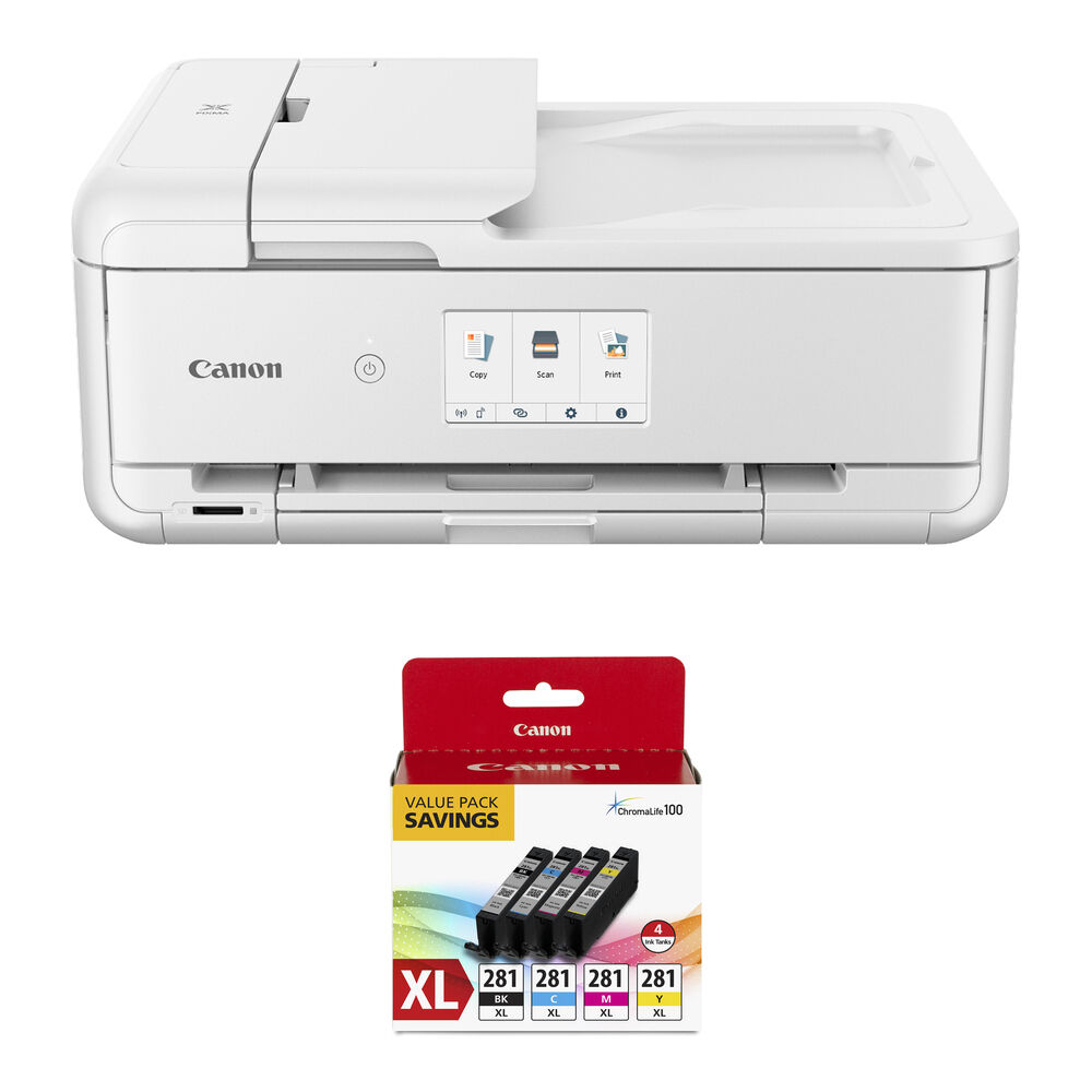 de3b98a8618fa65b681695385b1db16b.jpg Canon Pixma TS9521Ca Wireless All-in-One Inkjet Printer with CLI-281 XL 4-Color Ink Tank Kit (White) - Imagen 1