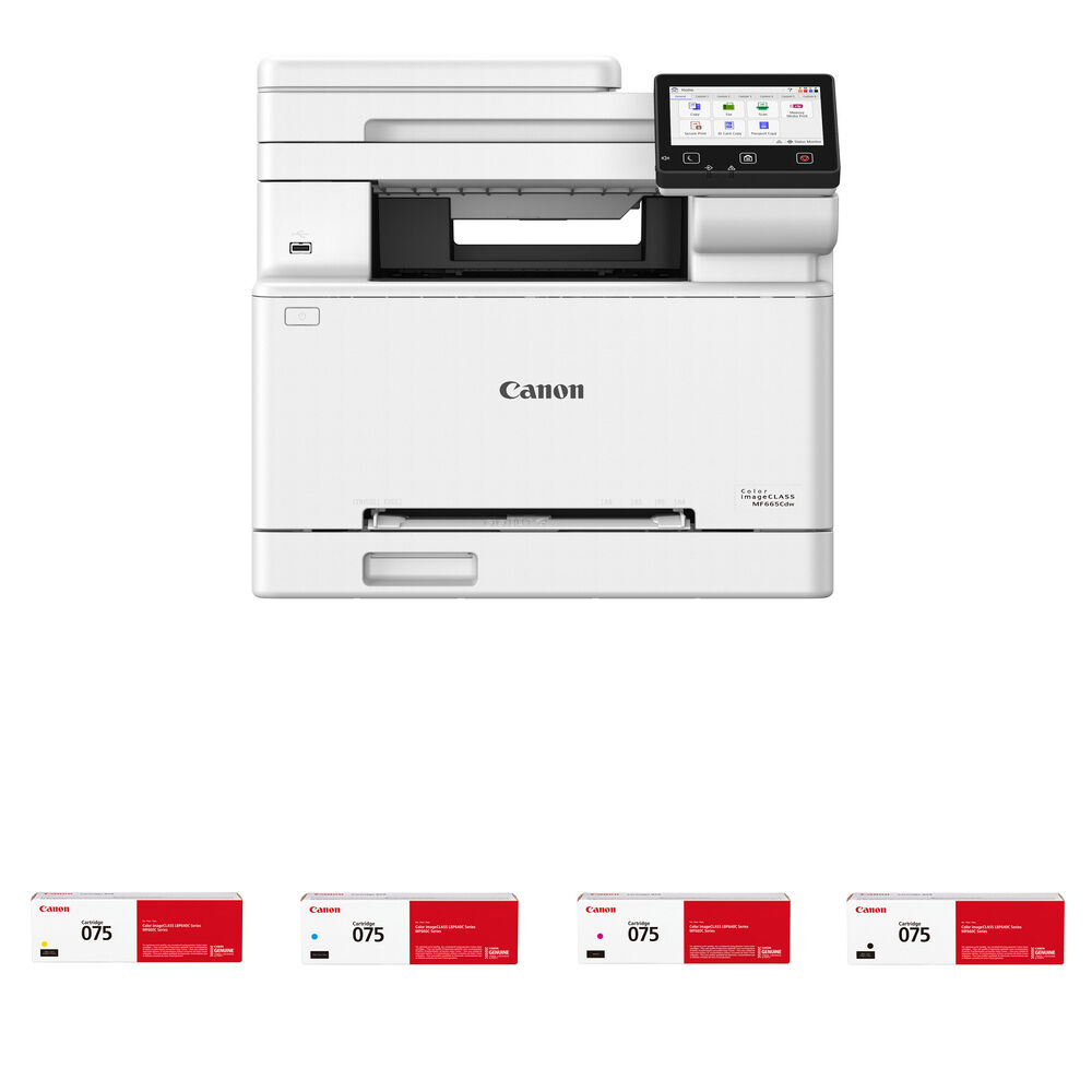 e0edc0c6378e88e3e748415743b8a7d0.jpg Impresora láser color inalámbrica multifunción Canon MF665Cdw con kit de cuatro cartuchos de tóner de capacidad estándar 075 - Imagen 1