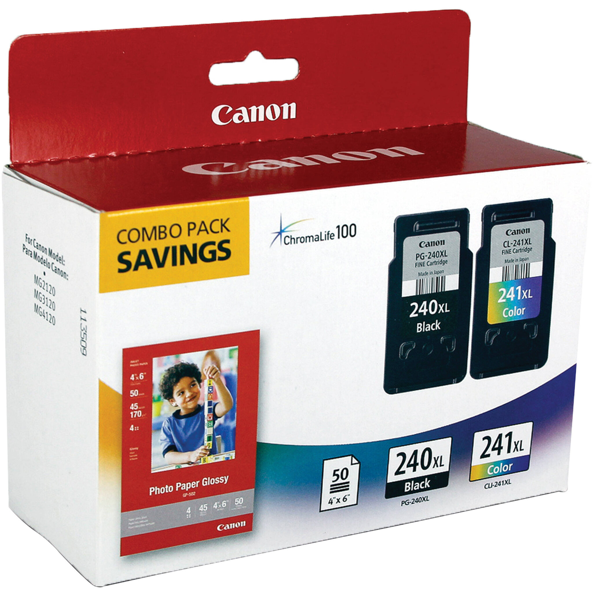 e2811572c952ea4f8ed0b0ed248f0885.jpg Canon PG-240XL / CL-241XL Ink Cartridge Combo Pack with GP-502 Paper - Imagen 1