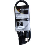 American DJ Accu-Cable 3-Wire Edison AC Extension Cord (16 AWG, Black, 3')