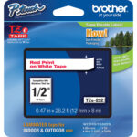 Cinta laminada Brother TZe232 para etiquetadoras P-Touch (rojo sobre blanco, 0,47" x 26,2')