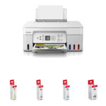 Canon PIXMA G3270 MegaTank All-in-One Wireless Inkjet Color Printer with GI-21 Ink Bottle Kit (White)