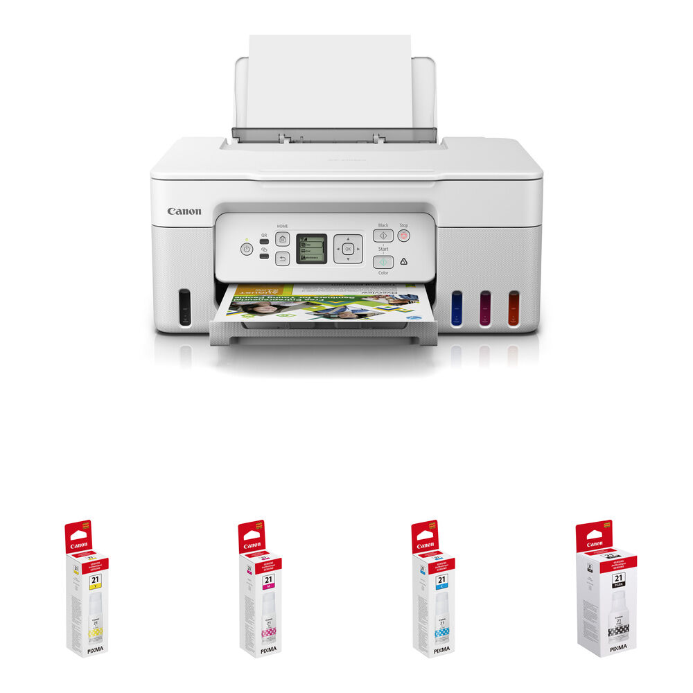 eac667f3ac0278b806fe161a7a08ac59.jpg Canon PIXMA G3270 MegaTank All-in-One Wireless Inkjet Color Printer with GI-21 Ink Bottle Kit (White) - Imagen 1