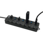Hub USB 3.0 de 7 puertos Adesso con interruptores de alimentación y adaptador - Imagen 8