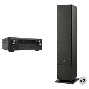 Denon S-Series AVR-S670H Receptor A/V de red de 5.2 canales con monitor de audio Polk Kit de altavoces de pie XT60 (par)