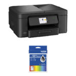 Brother Work Smart MFC-J1410DW Impresora multifunción de inyección de tinta a color inalámbrica con kit de cartucho de tinta negra de alto rendimiento LC501XLBK