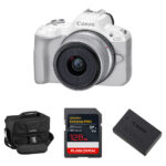 Canon EOS R50 Mirrorless Camera with 18-45mm Lens and Essentials+ Kit (White)