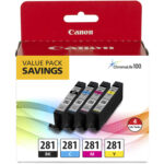 Canon Pixma TS9520a Wireless All-in-One Inkjet Printer with CLI-281 4-Color Ink Tank Value Pack (Black) - Imagen 2