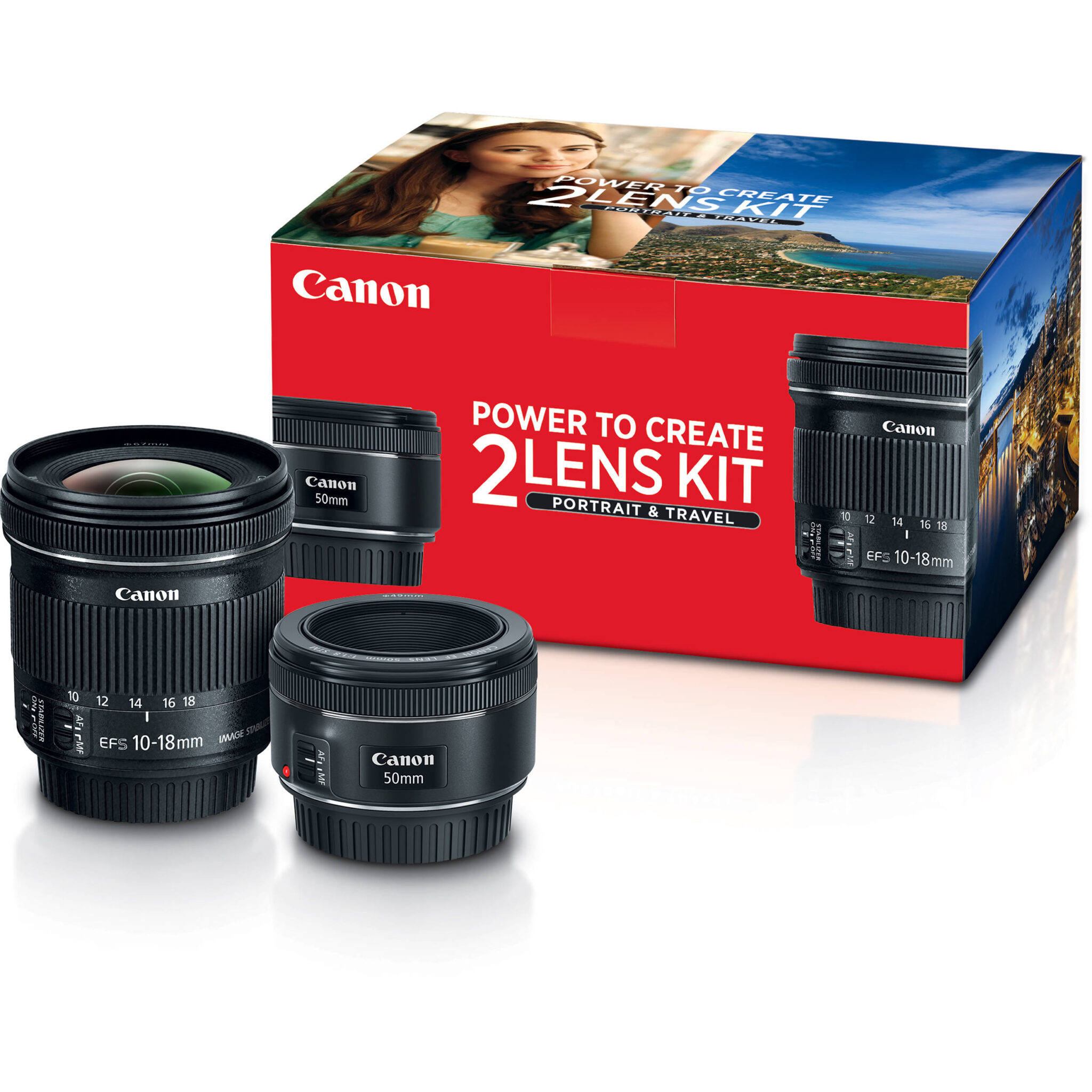 f2abd25b7d91c8d9da2b254be4e9e8a9.jpg Kit de 2 lentes Canon para retratos y viajes con lentes de 50 mm f/1.8 y 10-18 mm f/4.5-5.6 - Imagen 1
