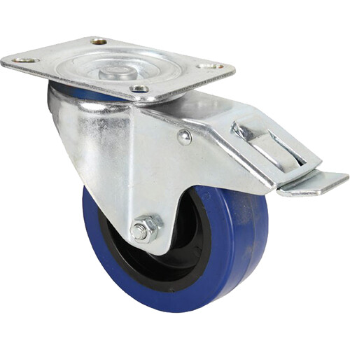f343bbc11e0841e3c0547d279d80031c-1.jpg Adam Hall Hardware 372191 - Rueda giratoria de 100 mm con rueda azul y freno - Imagen 1