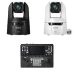 Canon CR-N700 4K 15x Zoom PTZ 3-Camera Kit with RC-IP1000 Controller (1x Black, 2x White)