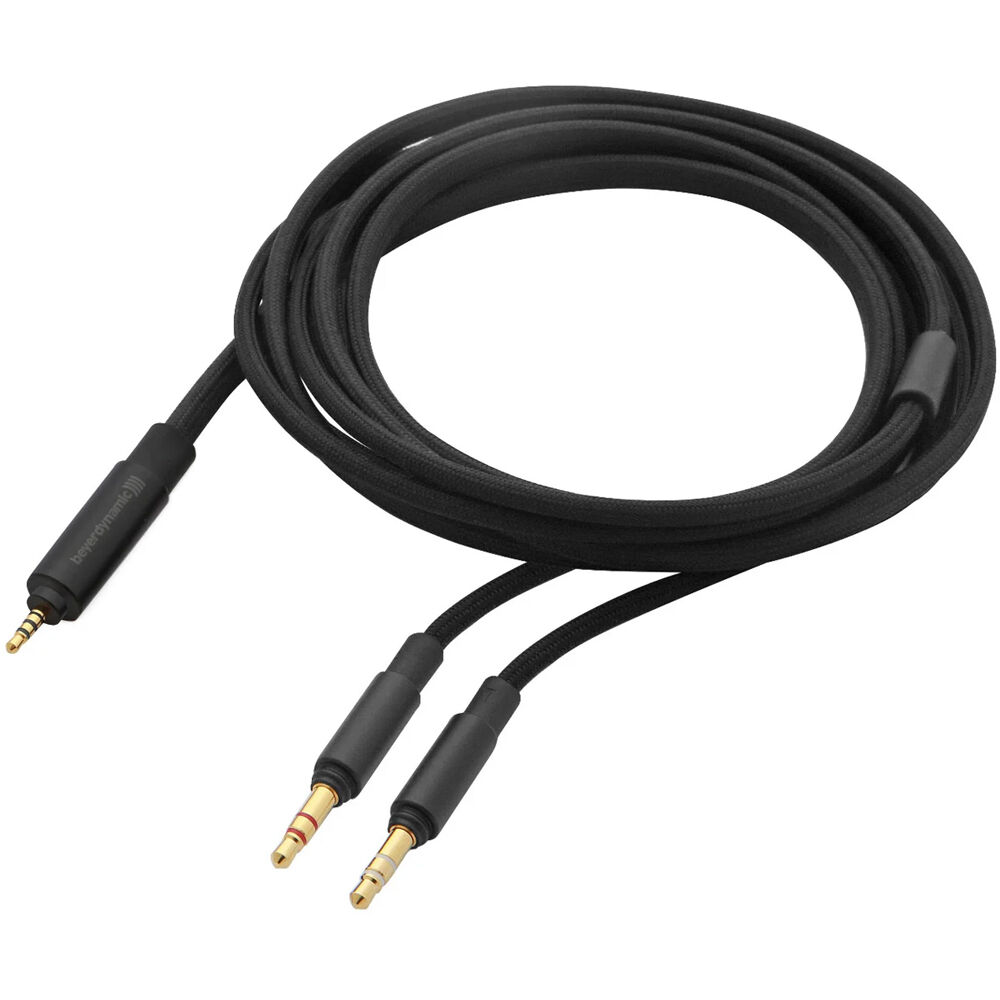f6ac8640477c3cbdbdf8bcb4bcebf6d2.jpg Cable estéreo de doble cara Beyerdynamic con mecanismo de bloqueo para uso en modo equilibrado (4 pines de 2,5 mm a dos de 3,5 mm, 4,6') - Imagen 1