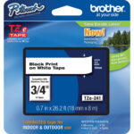 Cinta laminada Brother TZe241 para etiquetadoras P-Touch (negro sobre blanco, 0,75" x 26,2')