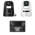 Canon CR-N700 4K 15x Zoom PTZ 3-Camera Kit with RC-IP1000 Controller (1x White, 2x Black)