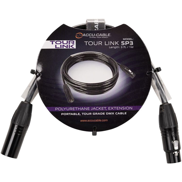 fe2d6b8d5f2fb0184c9463d516d1a271.jpg American DJ Tour Link 5P3 Cable DMX profesional Accu-Cable Series de 5 pines (3') - Imagen 1