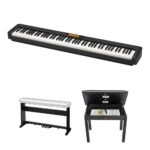 Casio CDP-S360 Kit de piano digital portátil de cuerpo delgado de 88 teclas con soporte de madera de 3 pedales y banco (negro)